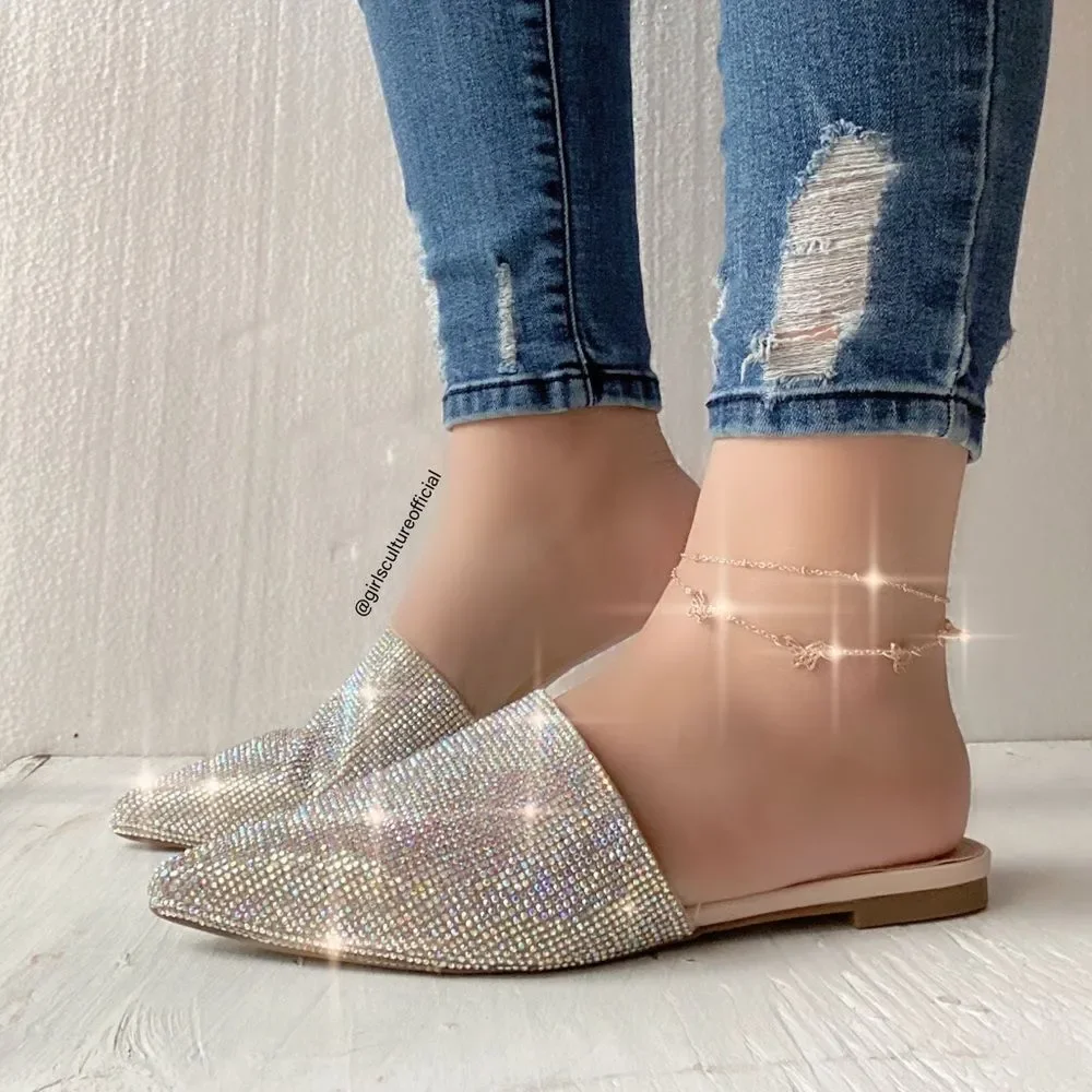 Multi Bling Rhinestones Pointy Flats - Picture 3 of 6